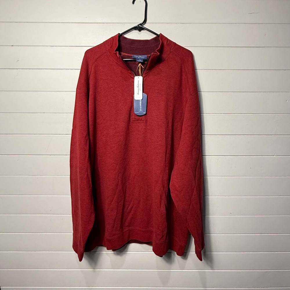 Tommy Bahama Flip Side Classic Half Zip BT Pullover 3XB Flare Heather Red NWT